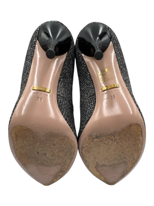 Gucci Shoe Size 39 Black & White Wool Blend Pointed Toe Stiletto Buckle Pumps Black & White / 39