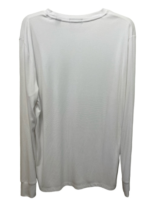 Theory Size L White Cotton Blend Solid Crew Neck T Shirt Men's Long Sleeve Shirt L