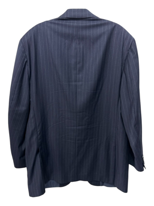 H Stockton Navy Wool Striped 2 Button Men's Suit Navy / 44