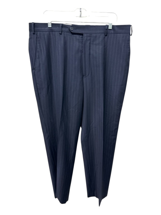 H Stockton Navy Wool Striped 2 Button Men's Suit Navy / 44