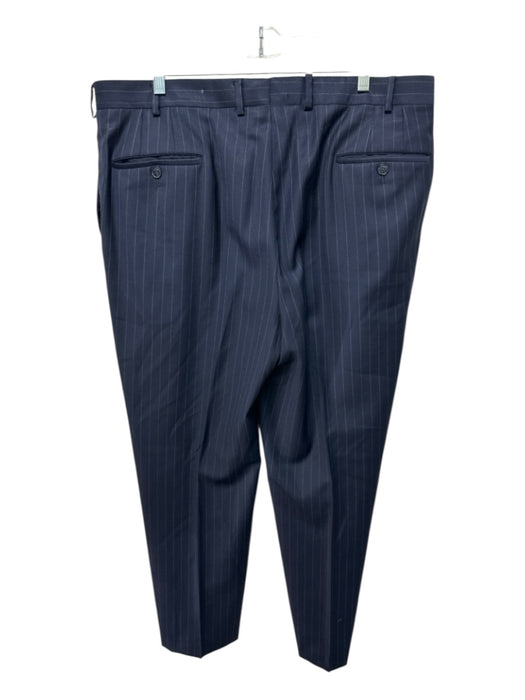 H Stockton Navy Wool Striped 2 Button Men's Suit Navy / 44