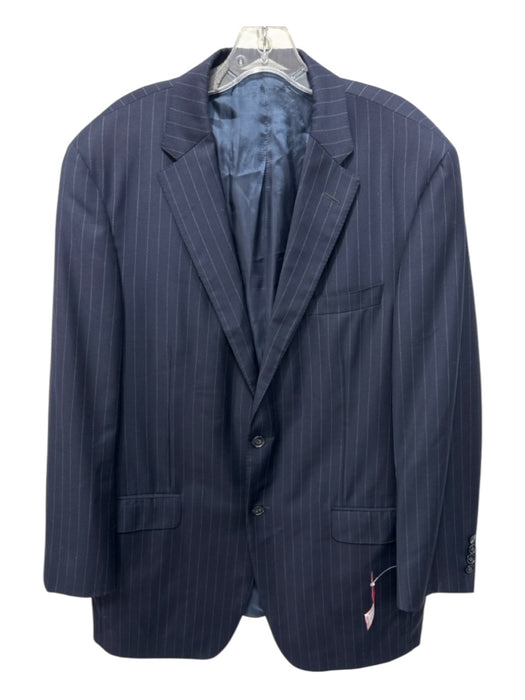 H Stockton Navy Wool Striped 2 Button Men's Suit Navy / 44