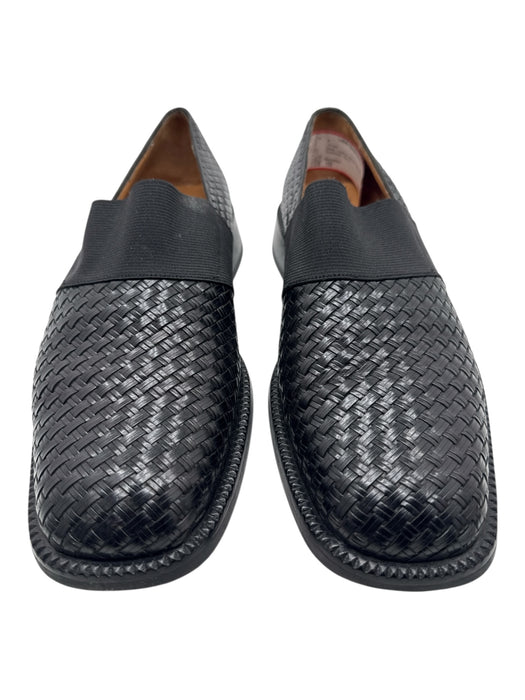 Barcelino Shoe Size 10 Black Leather Woven Slip On Men's Shoes Black / 10