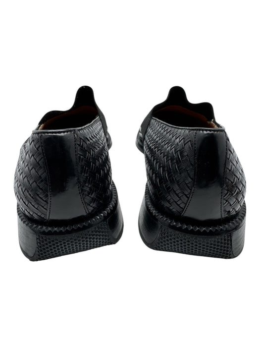 Barcelino Shoe Size 10 Black Leather Woven Slip On Men's Shoes Black / 10