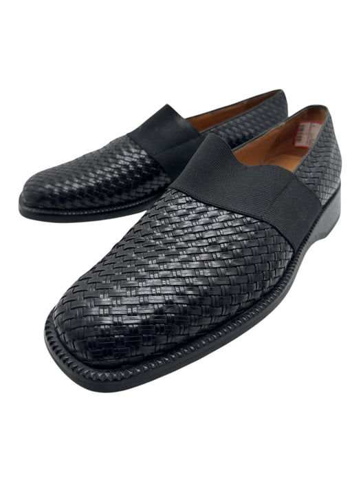 Barcelino Shoe Size 10 Black Leather Woven Slip On Men's Shoes Black / 10