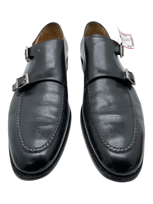 Ferragamo Shoe Size 10 Black Leather Solid Double Monk Strap Dress Men's Shoes Black / 10
