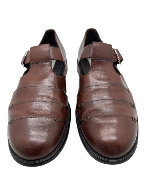 Mezlan Shoe Size 10.5 Brown Leather Solid Woven Sandal Men's Shoes Brown / 10.5