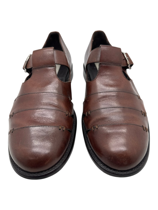 Mezlan Shoe Size 10.5 Brown Leather Solid Woven Sandal Men's Shoes Brown / 10.5