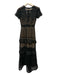 Self-Portrait Size 0 Black Lace Short Sleeve lace up Maxi Dress Black / 0