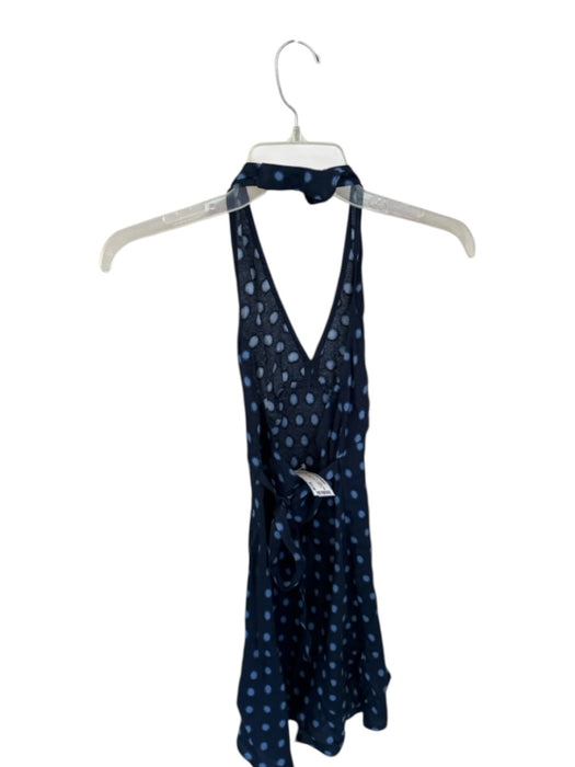 Reformation Size XS Navy & Blue Halter Deep V Polka dot Waist Tie Dress Navy & Blue / XS