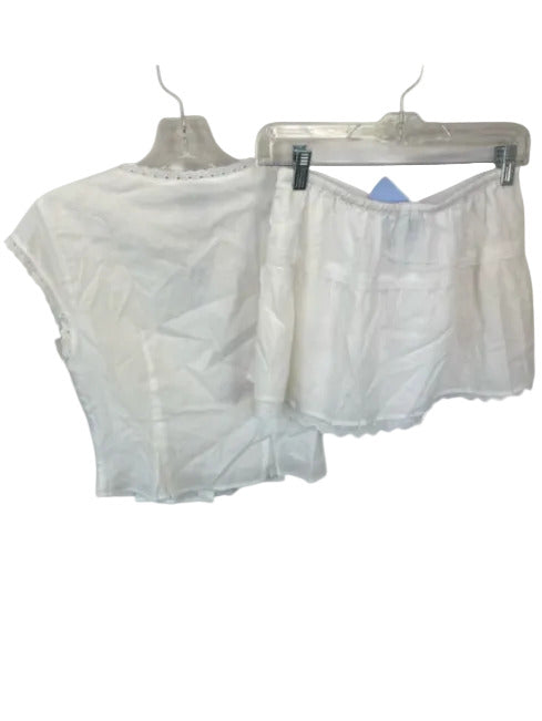 Reformation Size 0 White Organic Cotton Mini Eyelet Trim Button Up Skirt Set White / 0