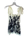 Alemais Size 2 Cream & Navy Linen Floral & Abstract tie strap Square Neck Dress Cream & Navy / 2