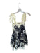 Alemais Size 2 Cream & Navy Linen Floral & Abstract tie strap Square Neck Dress Cream & Navy / 2