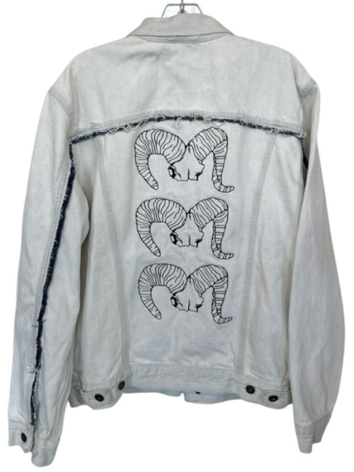 Levi's Custom Size L Light Wash Cotton Skulls Denim Fringe Men's Jacket Light Wash / L