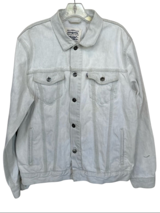 Levi's Custom Size L Light Wash Cotton Skulls Denim Fringe Men's Jacket Light Wash / L