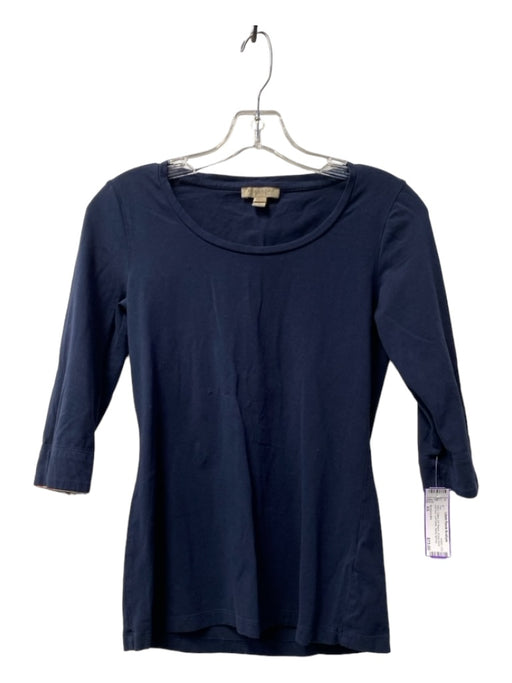 Burberry Brit Size XS Navy Cotton 3/4 Sleeve Scoop Neck pull over Top Navy / XS