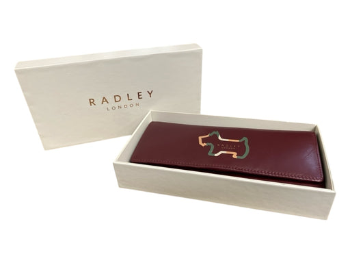 Radley Merlot Leather Bi-Fold Logo Inside Pockets Gold Hardware Wallets Merlot