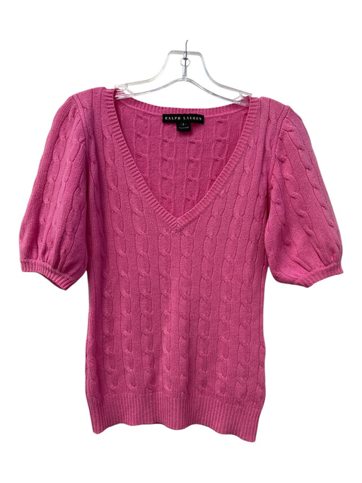 Ralph Lauren Size S Bubblegum Pink No Fabric Tag Knit Short Puff Sleeve Sweater Bubblegum Pink / S