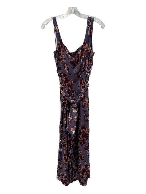 Moulinette Soeurs Size 8 Lavnedar & Maroon Viscose Blend Flocked Velvet Jumpsuit Lavnedar & Maroon / 8