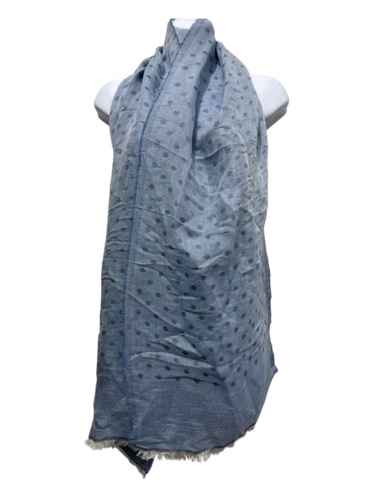 Piazza Sempione Blue Modal Blend Polka Dot Rectangle Fringe Trim scarf Blue / One Size