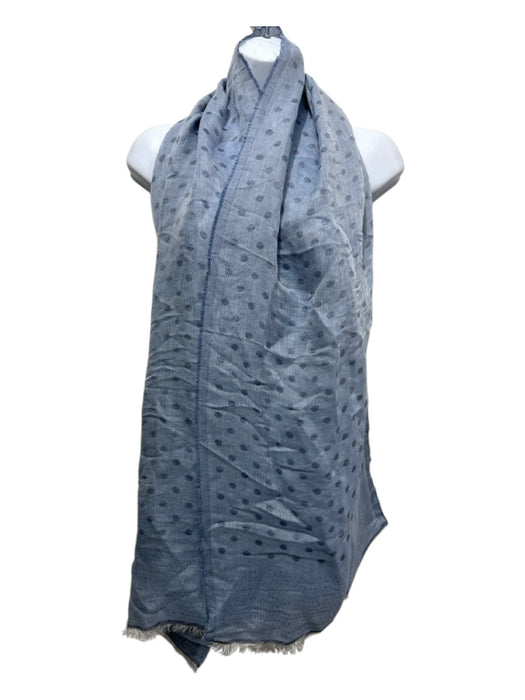 Piazza Sempione Blue Modal Blend Polka Dot Rectangle Fringe Trim scarf Blue / One Size