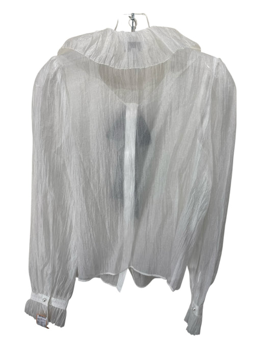 Lucy Paris Size Small White & Black Nylon Blend Long Sleeve Button Front Top White & Black / Small