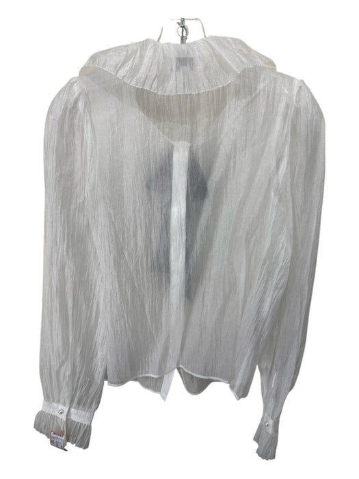 Lucy Paris Size Small White & Black Nylon Blend Long Sleeve Button Front Top White & Black / Small