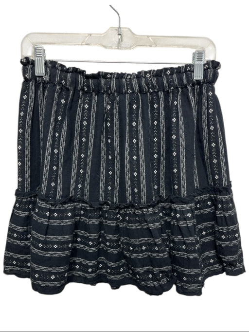 Saks Fifth Ave Size M Navy & white Cotton Elastic Waist Flounce Hem Mini Skirt Navy & white / M