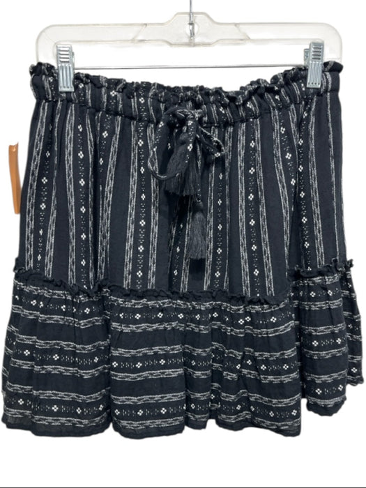 Saks Fifth Ave Size M Navy & white Cotton Elastic Waist Flounce Hem Mini Skirt Navy & white / M