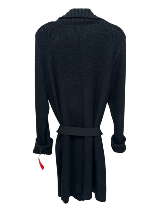 Pierre Cardin Size XL Black Acrylic Button Down Ribbed Sash Inc Cardigan Black / XL