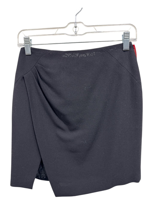 Bazar Christian Lacroix Size 38 Black Virgin Wool Pleat Detail Lace Mini Skirt Black / 38