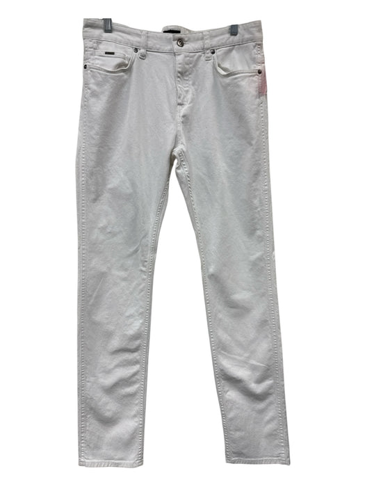 Boss Size 34 White Cotton Solid Zip Fly Men's Pants White / 34