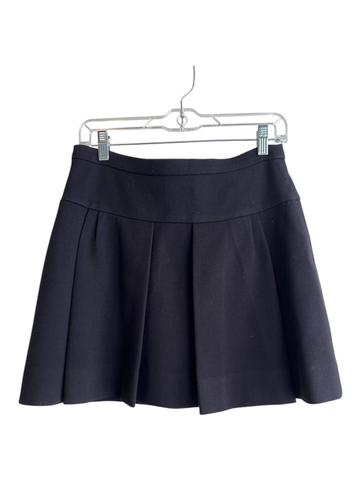 J. Crew Size 2 Black Polyester Blend Back Zip Above Knee Pleated Skirt Black / 2