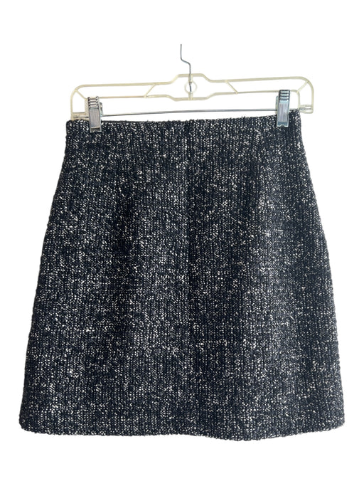 Karen Millen Size 4 Black Cotton Blend Tweed Back Zip Side Pocket Pencil Skirt Black / 4