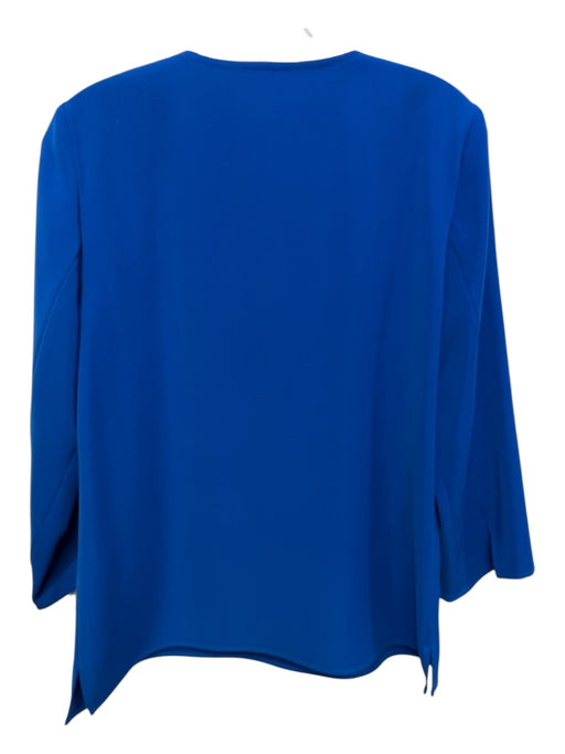 Nina Mclemore Size 2 Blue Polyester Long Sleeve Split V neckline Top Blue / 2