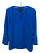 Nina Mclemore Size 2 Blue Polyester Long Sleeve Split V neckline Top Blue / 2
