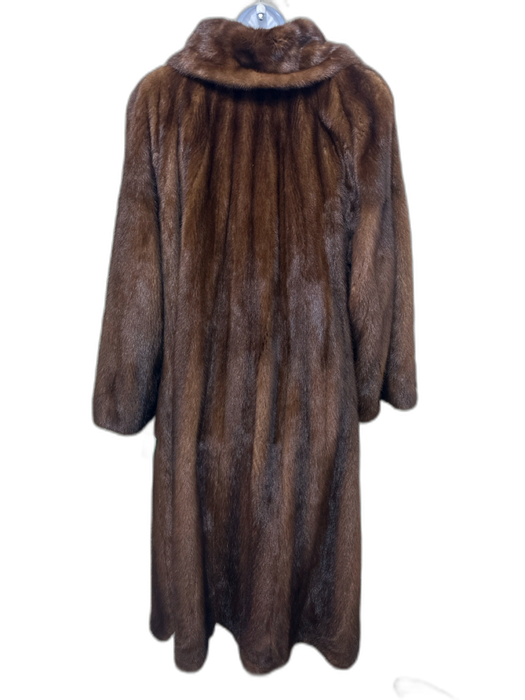 Mannelli Size M Dark Brown Mink Fur Maxi Hook & Eye Closure Pockets Maxi Coat Dark Brown / M
