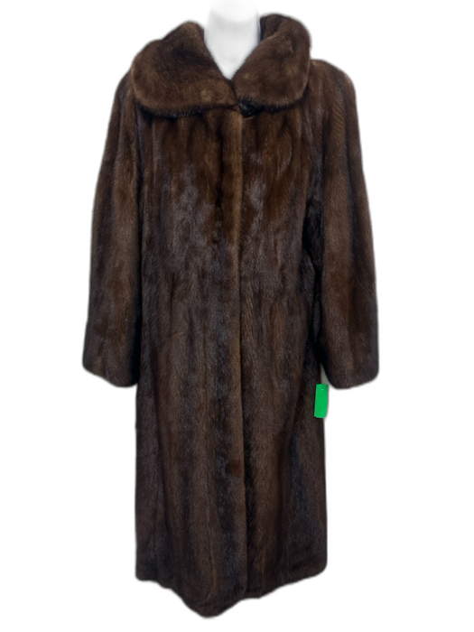 Mannelli Size M Dark Brown Mink Fur Maxi Hook & Eye Closure Pockets Maxi Coat Dark Brown / M
