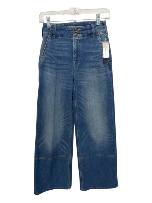 Pilcro Size 24 Medium Wash Cotton Blend High Waist Wide Leg Faded Jeans Medium Wash / 24
