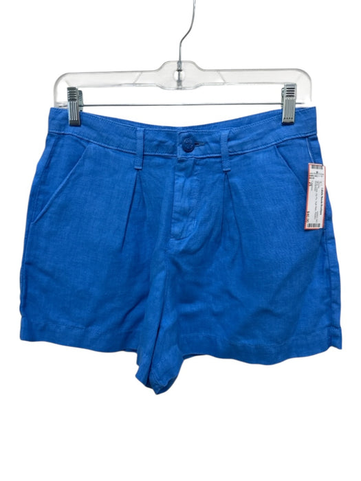 L'agence Size 25 Blue Linen Zip Fly High Rise Pleated Shorts Blue / 25