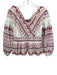 AMUR Size S White & Multi Cotton V Neck Embroidered Long Sleeve Flounce Top White & Multi / S