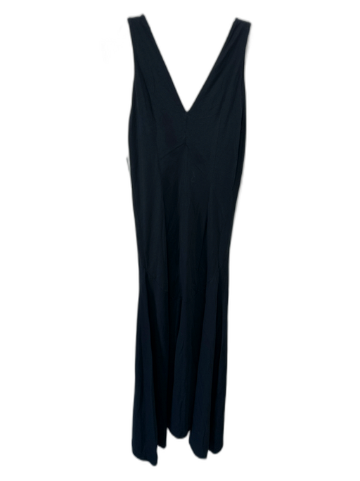Frame Size XS Black Cotton Sleeveless V Neck Flare Hem Midi Dress Black / XS