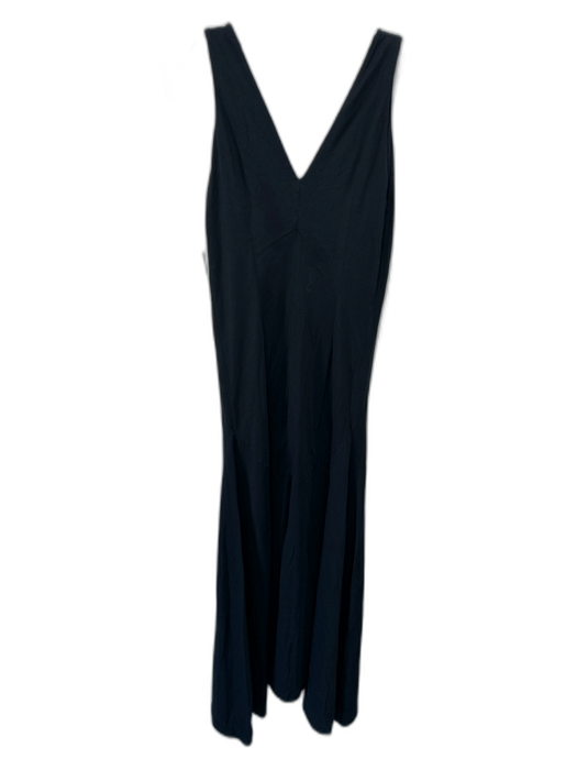 Frame Size XS Black Cotton Sleeveless V Neck Flare Hem Midi Dress Black / XS