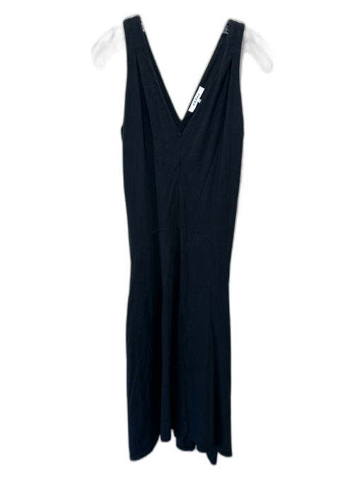 Frame Size XS Black Cotton Sleeveless V Neck Flare Hem Midi Dress Black / XS