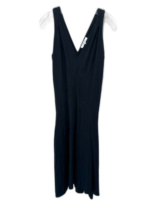 Frame Size XS Black Cotton Sleeveless V Neck Flare Hem Midi Dress Black / XS