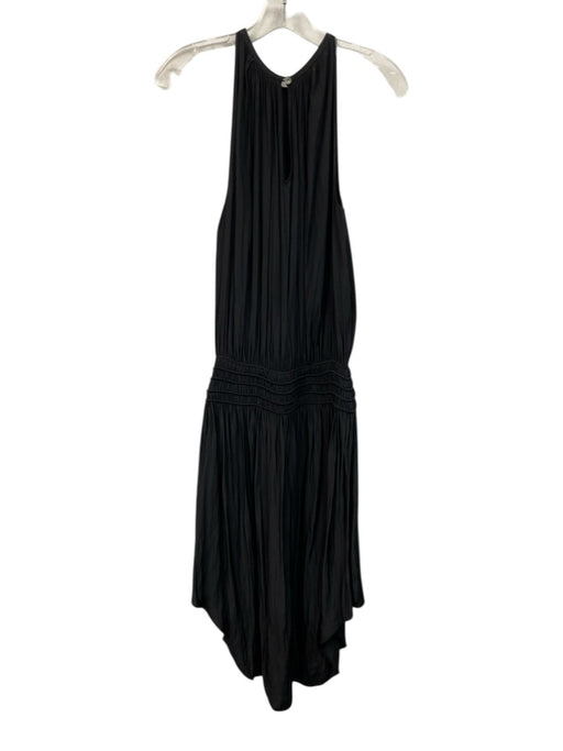 Ramy Brook Size XS Black Polyester Shirred Waist Sleeveless high neck Midi Dress Black / XS