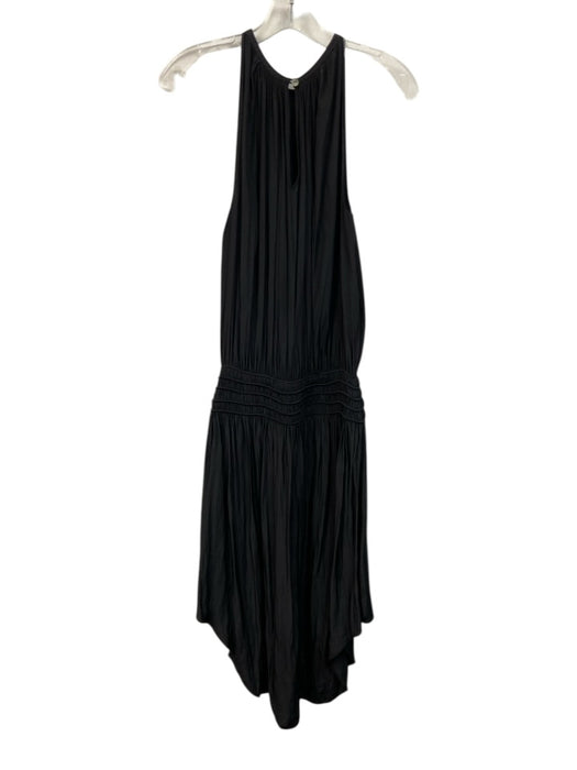 Ramy Brook Size XS Black Polyester Shirred Waist Sleeveless high neck Midi Dress Black / XS