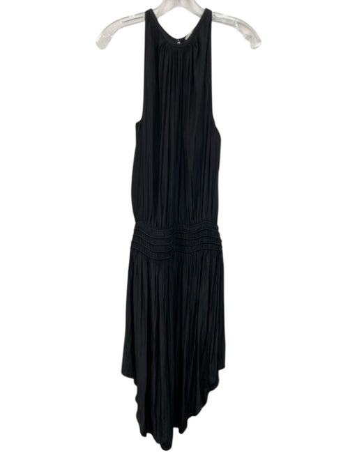 Ramy Brook Size XS Black Polyester Shirred Waist Sleeveless high neck Midi Dress Black / XS