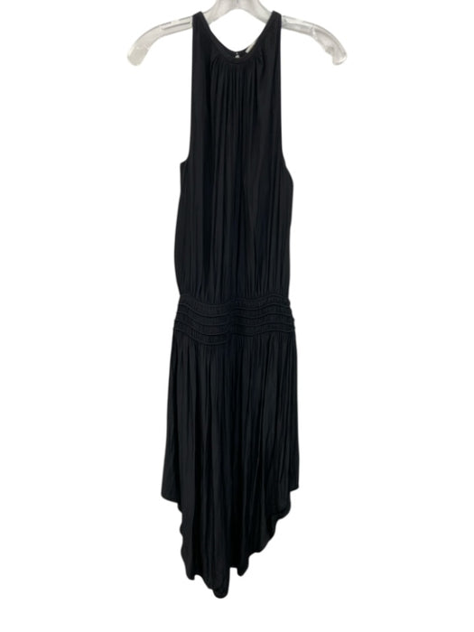 Ramy Brook Size XS Black Polyester Shirred Waist Sleeveless high neck Midi Dress Black / XS