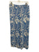 Magaschoni Size L Blue & White Linen Wide Leg Stretch Waist Floral Print Pants Blue & White / L